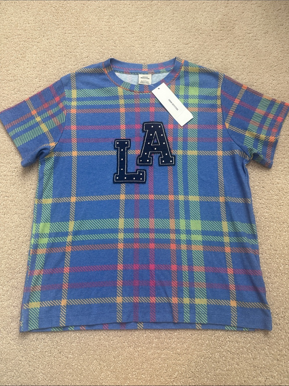 Urban Outfitters LA blue plaid tee